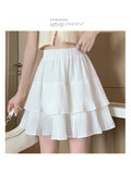 Women's High Waisted Tiered Cake Skirt, White Pleated Chiffon Mini Skirt with Ruffles, Sweet A-Line Skater Skirt for Summer, Party, Casual Wear, Fairycore Style