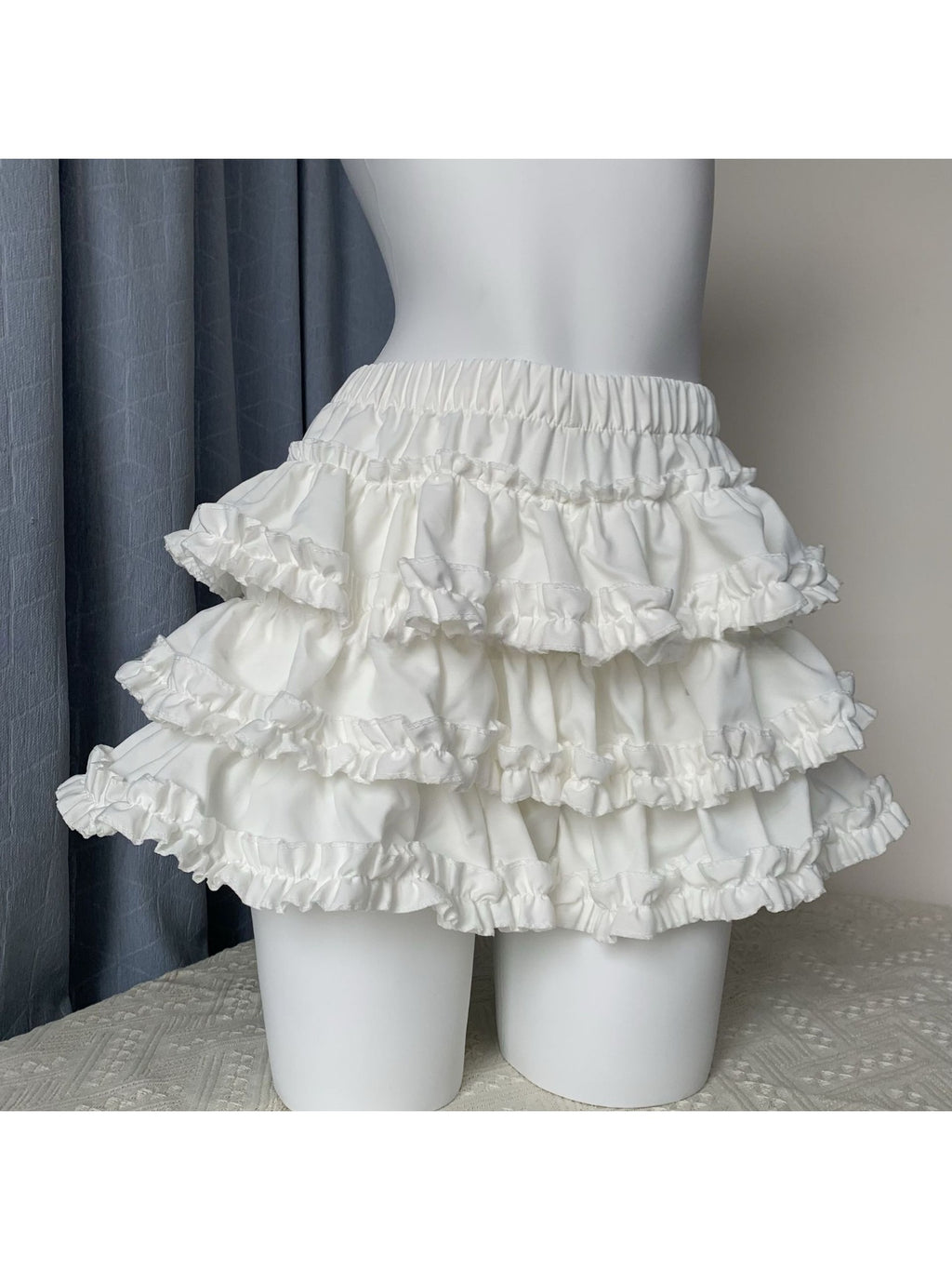 Cream White Ruffle Trim Balletcore Skirt | High Waist A-Line Tulle Pleated Skirt for Women, Cottagecore Puffy Layered Mini Skirt, Petite Flowy Going Out Outfit for Vacation Party