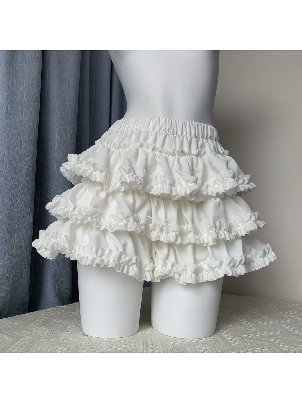 Cream White Ruffle Trim Balletcore Skirt | High Waist A-Line Tulle Pleated Skirt for Women, Cottagecore Puffy Layered Mini Skirt, Petite Flowy Going Out Outfit for Vacation Party